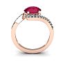 1 3/4 Carat Oval Shape Ruby and Halo Diamond Ring In 14 Karat Rose Gold Image-4