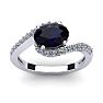 1 3/4 Carat Oval Shape Sapphire and Halo Diamond Ring In 14 Karat White Gold Image-1