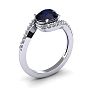 1 3/4 Carat Oval Shape Sapphire and Halo Diamond Ring In 14 Karat White Gold Image-2