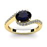 1 3/4 Carat Oval Shape Sapphire and Halo Diamond Ring In 14 Karat Yellow Gold Image-1