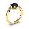 1 3/4 Carat Oval Shape Sapphire and Halo Diamond Ring In 14 Karat Yellow Gold Image-2