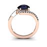 1 3/4 Carat Oval Shape Sapphire and Halo Diamond Ring In 14 Karat Rose Gold Image-4