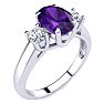 1 1/4 Carat Oval Shape Amethyst and Two Diamond Ring In 14 Karat White Gold Image-2