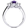 1 1/4 Carat Oval Shape Amethyst and Two Diamond Ring In 14 Karat White Gold Image-3