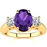 1 1/4 Carat Oval Shape Amethyst and Two Diamond Ring In 14 Karat Yellow Gold Image-1