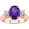 1 1/4 Carat Oval Shape Amethyst and Two Diamond Ring In 14 Karat Rose Gold Image-1