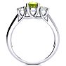 1 1/2 Carat Oval Shape Peridot and Two Diamond Ring In 14 Karat White Gold Image-3