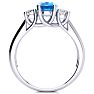 1 3/4 Carat Oval Shape Blue Topaz and Two Diamond Ring In 14 Karat White Gold Image-3