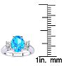 1 3/4 Carat Oval Shape Blue Topaz and Two Diamond Ring In 14 Karat White Gold Image-5