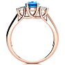 1 3/4 Carat Oval Shape Blue Topaz and Two Diamond Ring In 14 Karat Rose Gold Image-3