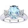 Aquamarine Ring: Aquamarine Jewelry: 1 1/3 Carat Oval Shape Aquamarine and Two Diamond Ring In 14 Karat White Gold Image-1