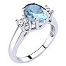 Aquamarine Ring: Aquamarine Jewelry: 1 1/3 Carat Oval Shape Aquamarine and Two Diamond Ring In 14 Karat White Gold Image-2