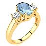 Aquamarine Ring: Aquamarine Jewelry: 1 1/3 Carat Oval Shape Aquamarine and Two Diamond Ring In 14 Karat Yellow Gold Image-2