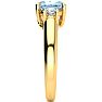 Aquamarine Ring: Aquamarine Jewelry: 1 1/3 Carat Oval Shape Aquamarine and Two Diamond Ring In 14 Karat Yellow Gold Image-4