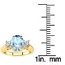 Aquamarine Ring: Aquamarine Jewelry: 1 1/3 Carat Oval Shape Aquamarine and Two Diamond Ring In 14 Karat Yellow Gold Image-5