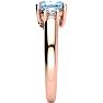 Aquamarine Ring: Aquamarine Jewelry: 1 1/3 Carat Oval Shape Aquamarine and Two Diamond Ring In 14 Karat Rose Gold Image-4