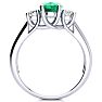 1 1/3 Carat Oval Shape Emerald and Two Diamond Ring In 14 Karat White Gold Image-3