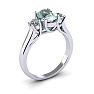 1 1/4 Carat Oval Shape Green Amethyst and Two Diamond Ring In 14 Karat White Gold Image-2