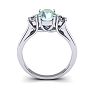 1 1/4 Carat Oval Shape Green Amethyst and Two Diamond Ring In 14 Karat White Gold Image-4