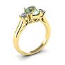 1 1/4 Carat Oval Shape Green Amethyst and Two Diamond Ring In 14 Karat Yellow Gold Image-2