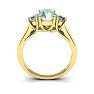 1 1/4 Carat Oval Shape Green Amethyst and Two Diamond Ring In 14 Karat Yellow Gold Image-4