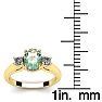 1 1/4 Carat Oval Shape Green Amethyst and Two Diamond Ring In 14 Karat Yellow Gold Image-5