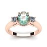 1 1/4 Carat Oval Shape Green Amethyst and Two Diamond Ring In 14 Karat Rose Gold Image-1