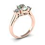1 1/4 Carat Oval Shape Green Amethyst and Two Diamond Ring In 14 Karat Rose Gold Image-2