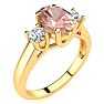 1-1/3 Carat Oval Shape Morganite and Two Diamond Ring In 14 Karat Yellow Gold Image-2