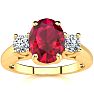 1 3/4 Carat Oval Shape Ruby and Two Diamond Ring In 14 Karat Yellow Gold Image-1