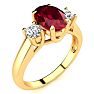 1 3/4 Carat Oval Shape Ruby and Two Diamond Ring In 14 Karat Yellow Gold Image-2