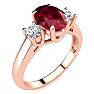 1 3/4 Carat Oval Shape Ruby and Two Diamond Ring In 14 Karat Rose Gold Image-2