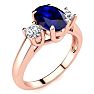 1 3/4 Carat Oval Shape Sapphire and Two Diamond Ring In 14 Karat Rose Gold Image-2