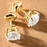 3 Carat Diamond Stud Earrings In 14 Karat Yellow Gold Image-6