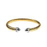 18 Karat Yellow & White Gold Ribbed Cuff with Diamonds Image-1