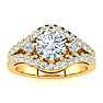 14K Yellow Gold 2 Carat Fancy Diamond Engagement Ring, With 1.25 Carat Center Image-1