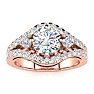 14K Rose Gold 2 Carat Fancy Diamond Engagement Ring, With 1.25 Carat Center