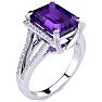 4 Carat Amethyst and Halo Diamond Ring In 14 Karat White Gold Image-2