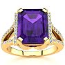 4 Carat Amethyst and Halo Diamond Ring In 14 Karat Yellow Gold
 Image-1