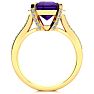 4 Carat Amethyst and Halo Diamond Ring In 14 Karat Yellow Gold
 Image-3