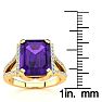 4 Carat Amethyst and Halo Diamond Ring In 14 Karat Yellow Gold
 Image-5