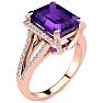 4 Carat Amethyst and Halo Diamond Ring In 14 Karat Rose Gold

 Image-2