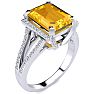 4 Carat Citrine and Halo Diamond Ring In 14 Karat White Gold Image-2