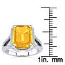4 Carat Citrine and Halo Diamond Ring In 14 Karat White Gold Image-5