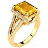 4 Carat Citrine and Halo Diamond Ring In 14 Karat Yellow Gold Image-2