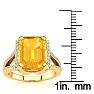 4 Carat Citrine and Halo Diamond Ring In 14 Karat Yellow Gold Image-5