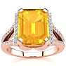 3 1/2 Carat Citrine and Halo Diamond Ring In 14 Karat Rose Gold Image-1