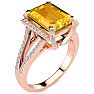 3 1/2 Carat Citrine and Halo Diamond Ring In 14 Karat Rose Gold Image-2