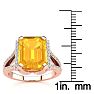 3 1/2 Carat Citrine and Halo Diamond Ring In 14 Karat Rose Gold Image-5