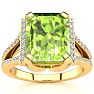 4 Carat Peridot and Halo Diamond Ring In 14 Karat Yellow Gold
 Image-1